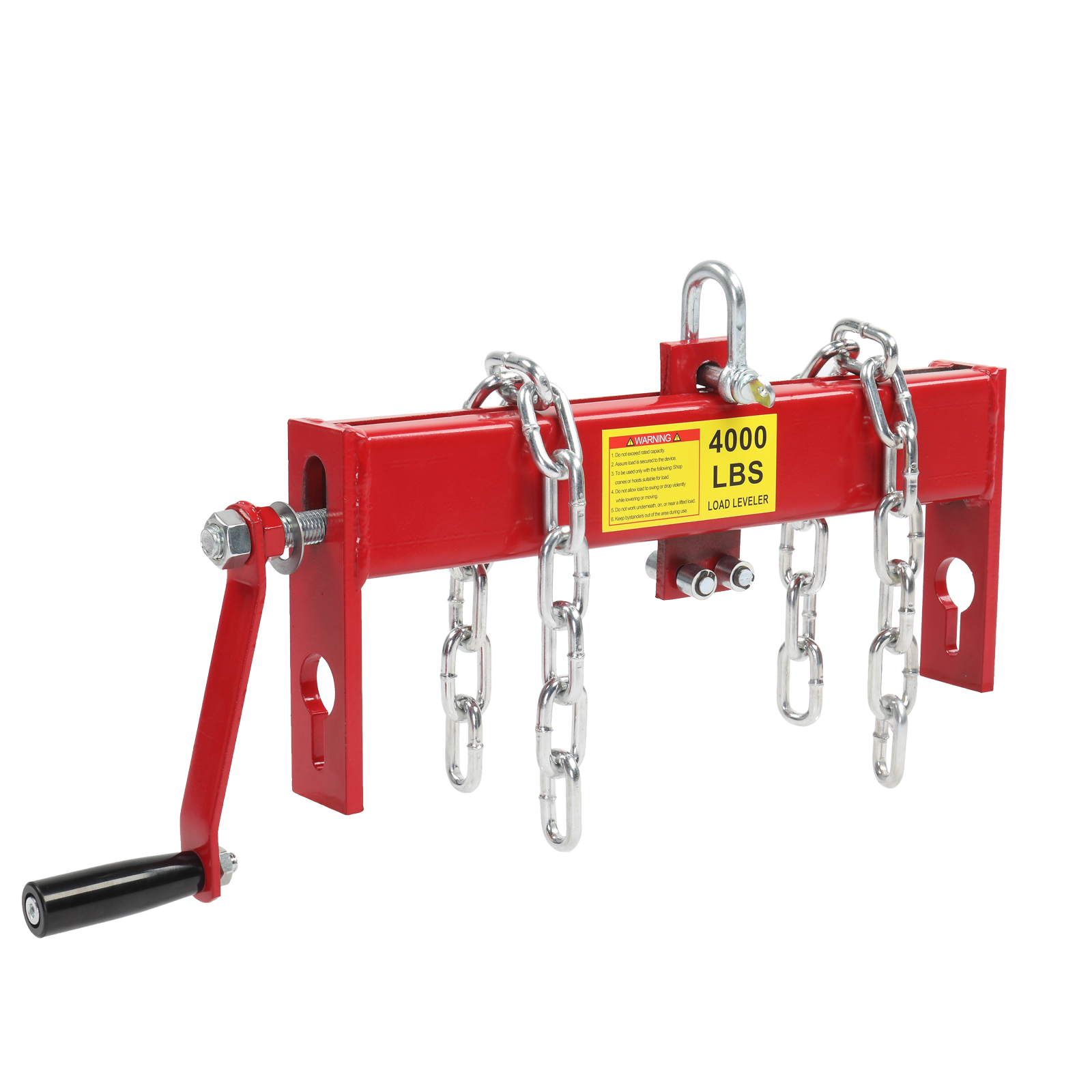 Heavy Duty Steel 2 Ton / 4000lbs Engine Hoist Load Leveler Shop Crane Cherry Picker with 2 Chains