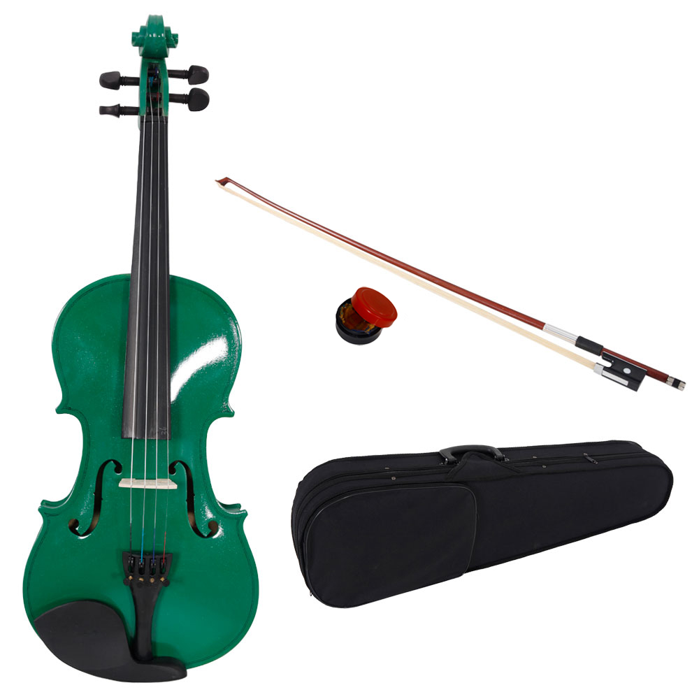 New 4/4 Acoustic Violin Case Bow Rosin Green
