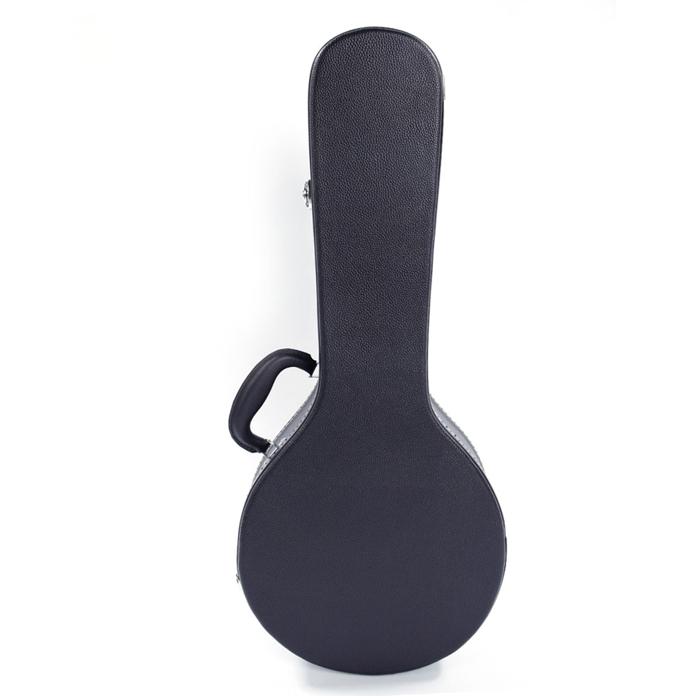 【Replace 78204243】Hardshell A-Style Microgroove Pattern Leather Wood Mandolin Case Black