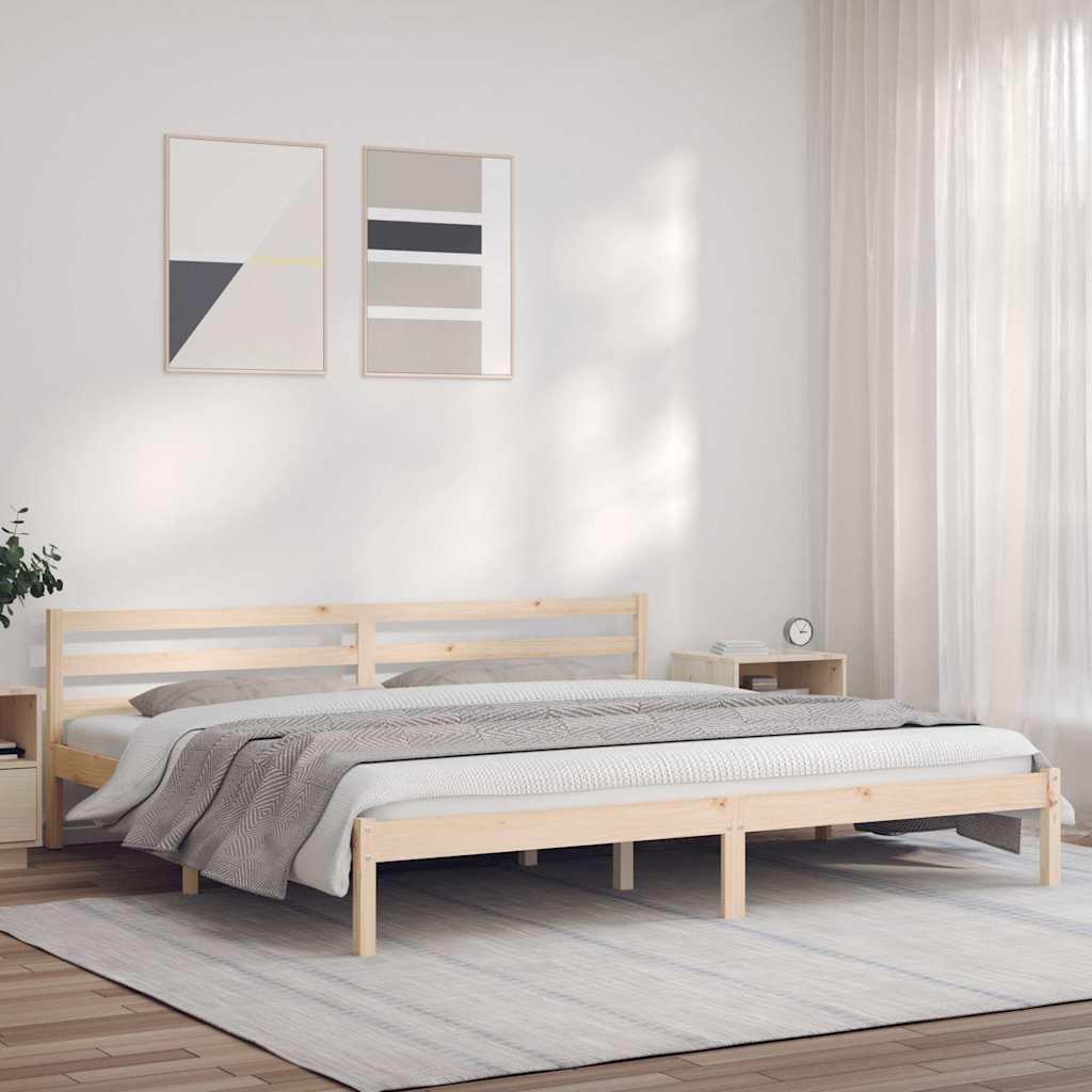Bed Frame Natural 82.09 x 78.15 x 27.36 in Solid Pine Wood