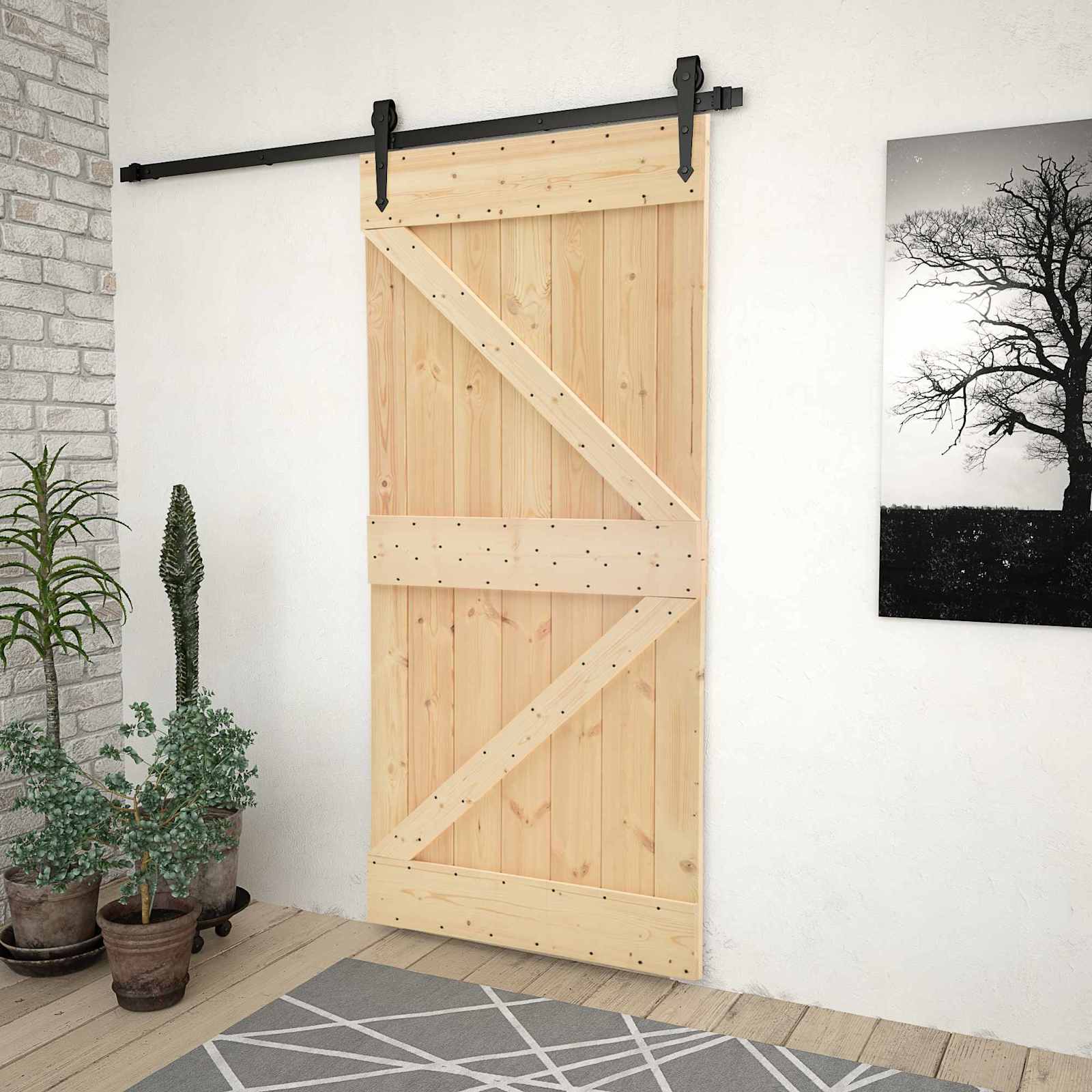 Door NARVIK 39.37 x 82.68 in Solid Pine Wood (Untreated)